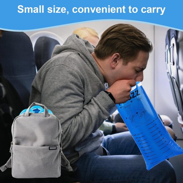 40 Pack Vomit Bags Disposable, Leak Resistant Barf Bags, Portable Blue Vomit Bag, 1000 Ml Emesis Puke Throw Up Nausea Motion Sickness Bag for Car, Travel Aircraft, Taxi - Image 5