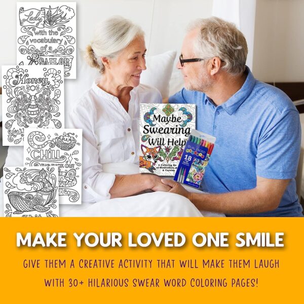 Maybe Swearing Will Help Adult Coloring Book Set - for Adults Relaxation with Markers in a Case - Motivational Swear Word Anxiety Relief - Color Cuss & Laugh Your Way to Less Stress - Image 5