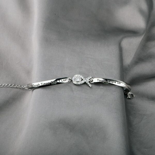 CENWA Lung Cancer Awareness White Ribbon Tough Times Don’t Last Tough People Do Bracelet Lung Cancer Awareness Gift For Her - Image 4