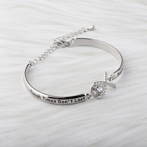 CENWA Lung Cancer Awareness White Ribbon Tough Times Don’t Last Tough People Do Bracelet Lung Cancer Awareness Gift For Her - Image 6