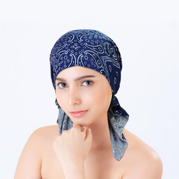 ASHILISIA 4 Pieces Women Chemo Hat Turban Beanie, Pre-Tied Headwraps Headwear Bandana for Hair Loss - Image 6