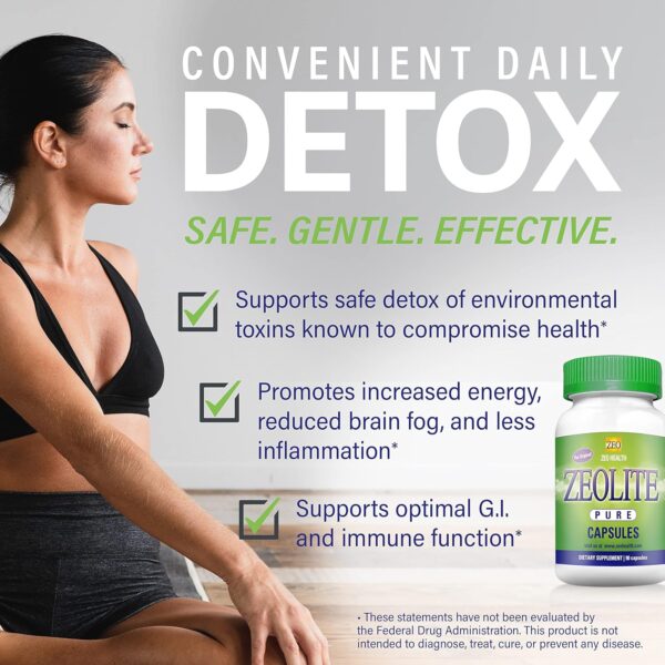 Zeolite Pure Capsules | Zeolite Detox, Extra Strength | Pure, Full Body Cleanse for Women, Men | Activated Organic, Food Grade Clinoptilolite Powder 94%, 90 Caps (81 Grams), 6 Wk to 3 Mo Supply - Image 3