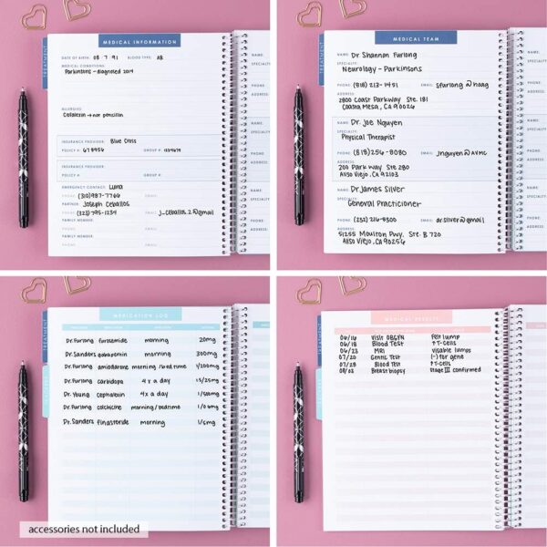 Erin Condren 7" x 9" Spiral Coiled Notebook - Medical Treatment Planner - Prompted Notebook - Features Tabbed Sections, Surgery Prep, Questions for Doctors, 160 Pages, 80 Sheets - Image 3