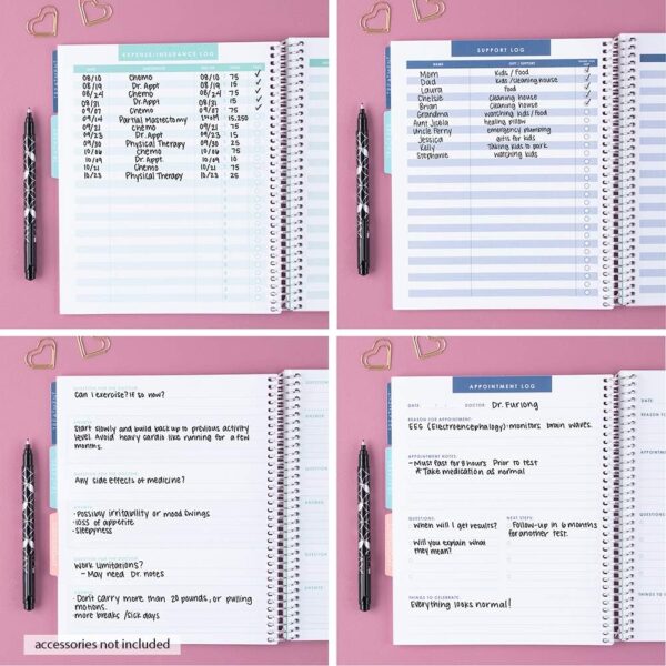 Erin Condren 7" x 9" Spiral Coiled Notebook - Medical Treatment Planner - Prompted Notebook - Features Tabbed Sections, Surgery Prep, Questions for Doctors, 160 Pages, 80 Sheets - Image 4