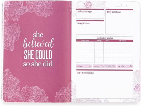 Erin Condren Breast Cancer Petite Planner - Inspirational Support Journal, Includes Medical, Emotional, and Lifestyle Trackers, Journaling and Note Pages, and Sticker Sheet - Image 6