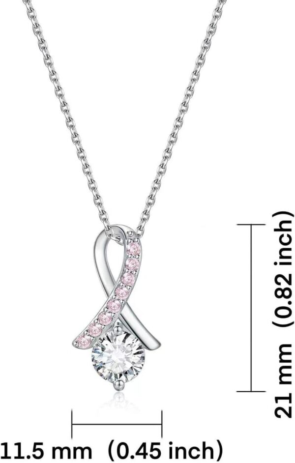 Breast Cancer Awareness Earrings 925 Sterling Silver Pink Ribbon Stud Bracelet Necklace Jewelry Survivor Gifts for Women - Image 6
