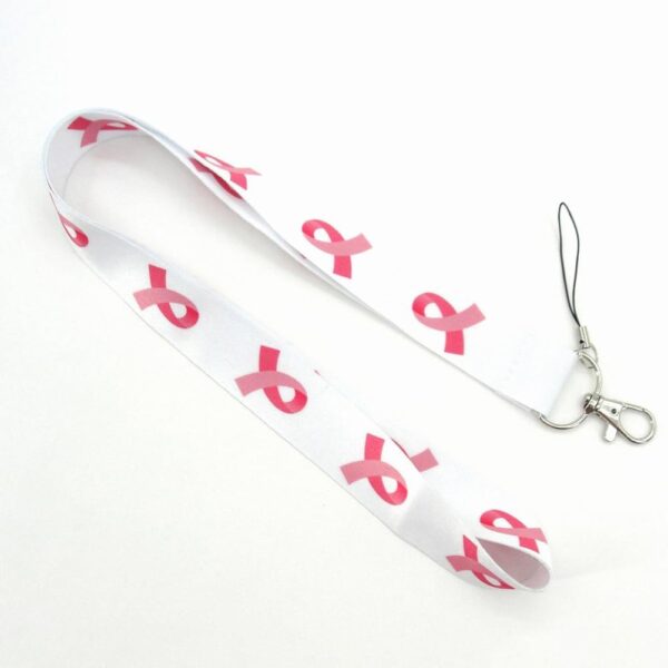 4 Pcs Breast Cancer Awareness Lanyards Keychain Ribbon Lanyards ID Badge Holder Lanyards Long Neck Lanyard Straps with Swivel Hook Red - Image 3