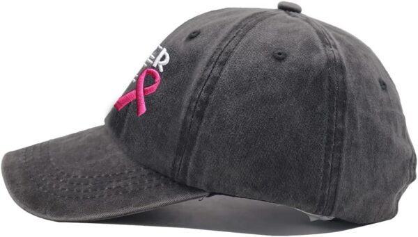HHNLB Women's Pink Ribbon Logo Breast Cancer Awareness Hat, Embroidered Adjustable Never Give Up Baseball Cap - Image 3
