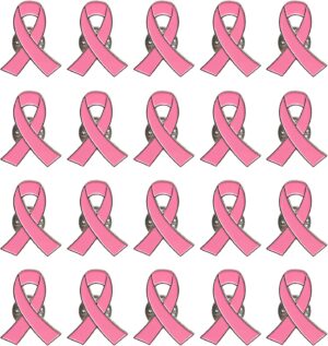 20PCS Official Breast Cancer Awareness Lapel Pins Hope Pink Ribbon Lapel Pins by CSPRING