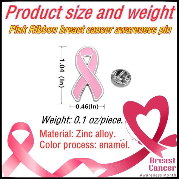 25/50/100/200 pieces Breast Cancer Awareness Lapel Pins Pink Hope Ribbon Brooch for Doctors nurses Backpack hat and clothes Women Girls Charity Public Social Event Fundraising activity bulk - Image 2