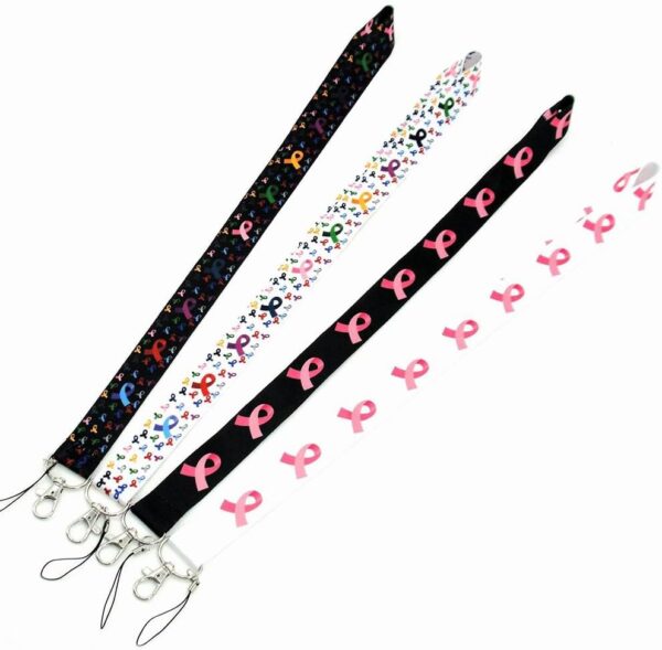 4 Pcs Breast Cancer Awareness Lanyards Keychain Ribbon Lanyards ID Badge Holder Lanyards Long Neck Lanyard Straps with Swivel Hook Red - Image 2