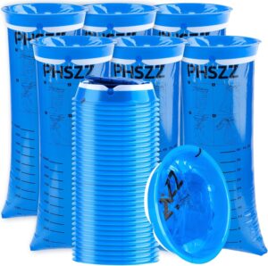 40 Pack Vomit Bags Disposable, Leak Resistant Barf Bags, Portable Blue Vomit Bag, 1000 Ml Emesis Puke Throw Up Nausea Motion Sickness Bag for Car, Travel Aircraft, Taxi