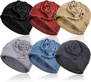 AIPESL 6 Pieces Cotton Chemo Turban Headwear, Soft Cancer Headwear Elastic Chemo Hats for Women with Hair Loss