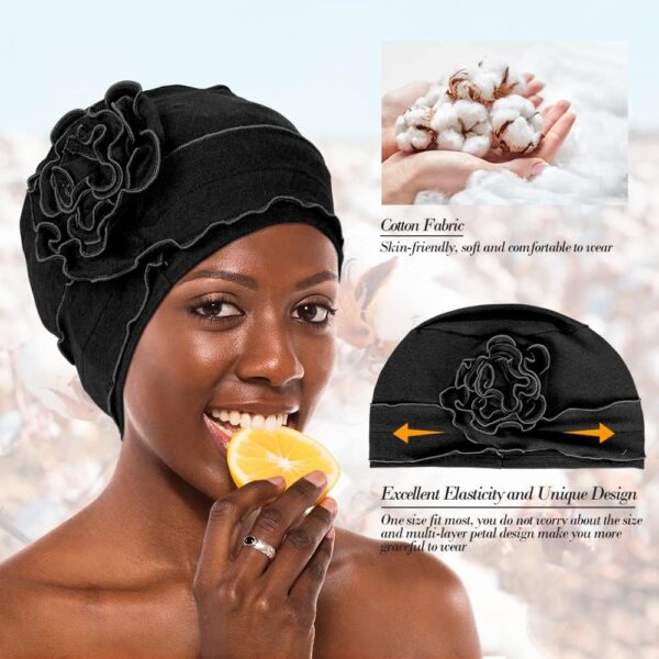 AIPESL 6 Pieces Cotton Chemo Turban Headwear, Soft Cancer Headwear Elastic Chemo Hats for Women with Hair Loss - Image 2