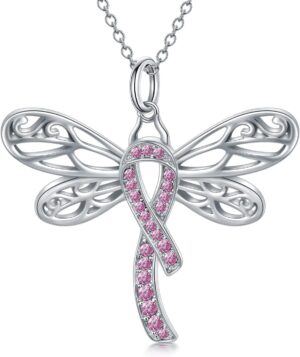 AOBOCO Sterling Silver Cancer Awareness Necklace Cancer Survivor Gifts for Women