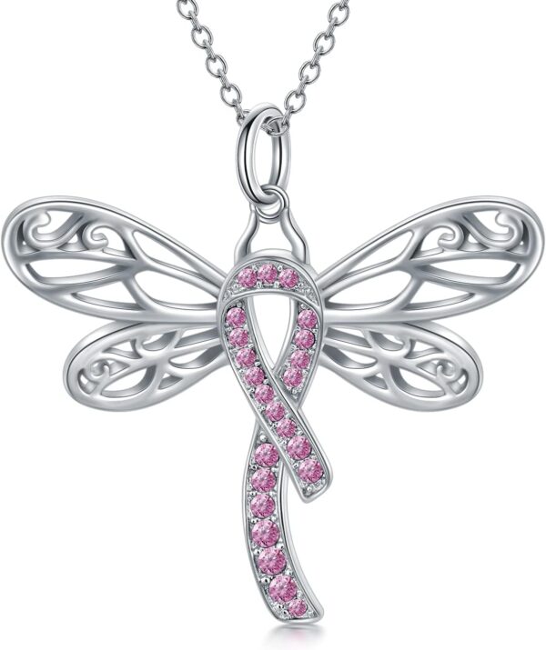 AOBOCO Sterling Silver Cancer Awareness Necklace Cancer Survivor Gifts for Women