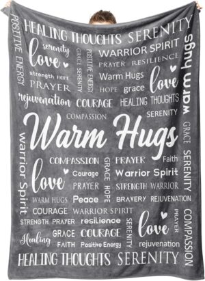 Afterprints Warm Hugs Healing Blanket - Get Well Soon Gifts for Women Men, Cancer Care, Chemo, After Surgery, Thinking of You Gifts, Soft Throw Blanket 50"x60"