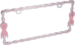 BELL Automotive 22-1-46450-8 Universal Pink Breast Cancer Awareness Ribbon Design License Plate Frame