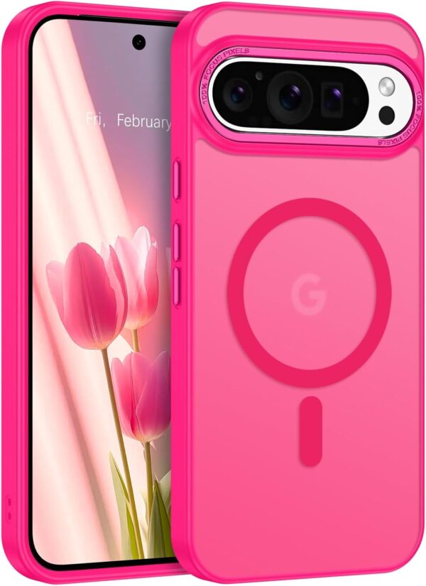 BENTOBEN Magnetic for Google Pixel 9 Pro XL Case, Pixel 9ProXL Phone Case Compatible with MagSafe, Translucent Matte Slim Shockproof Protective Magnetic Cover for Google 9 ProXL 6.8 inch, Hot Pink