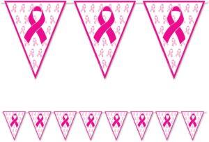 Beistle Ribbon Pennant Banner, 11" x 12', Pink/White