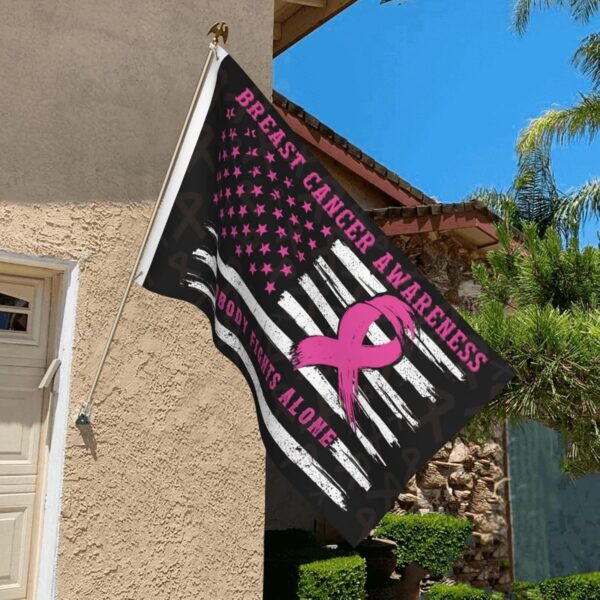 Breast Cancer Awareness Flag Nobody Fights Alone in This Family Flag USA Flag 3x5 Double Sided Outdoor Flags Pink Ribbons Tapestry For Indoor Decoration Gifts - Image 2