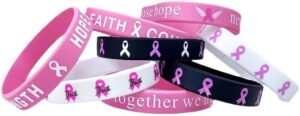 Breast Cancer Awareness Silicone Bracelets Pink Ribbon Rubber Bracelet Wristbands Hope Faith Strength Courage Cancer Survive Comfort Recovery Encouragement Gifts Party Supplies