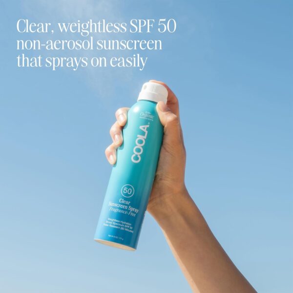 COOLA Organic Sunscreen SPF 50 Sunblock Spray, Dermatologist Tested Skin Care for Daily Protection, Vegan and Gluten Free, Fragrance Free, 6 Fl Oz - Image 2