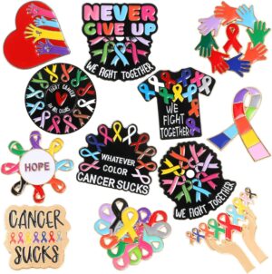 Cancer Awareness Pins Cute Awareness Enamel Lapel Pin Ribbon Hope Buttons for All Cancers Women Gift Clothes