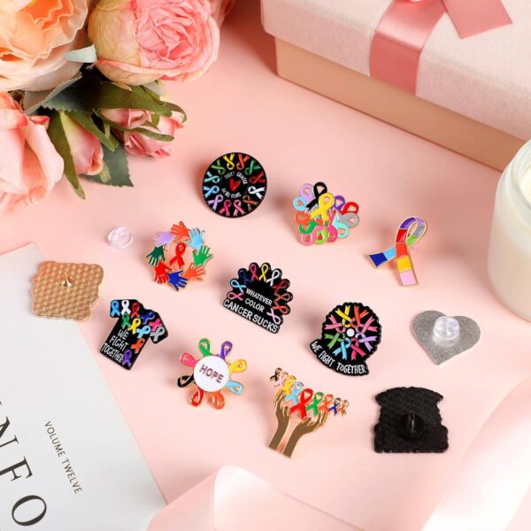 Cancer Awareness Pins Cute Awareness Enamel Lapel Pin Ribbon Hope Buttons for All Cancers Women Gift Clothes - Image 2