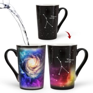 Cancer Heat Changing Constellation Mug 12oz, Horoscope Cancer Coffee Mug, Moon Stary Ceramic Color Changing Cup, Astrology Sign, Holiday Birthday Gift, June July Magic Presents.