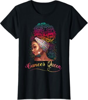 Cancer Queen Afro Women June July Zodiac Sign Melanin T-Shirt