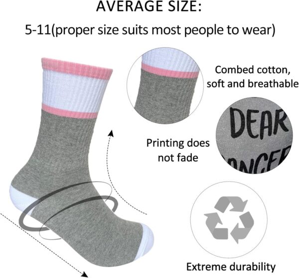 Dear Cancer You Picked The Wrong, Cancer Socks, Women Men Gift for Cancer Surgery Recovery, Breast Cancer Survivor Gift, Chemo Gift, Novelty Gift for Thanksgiving Christmas Birthday, 1 Pair-24 - Image 2