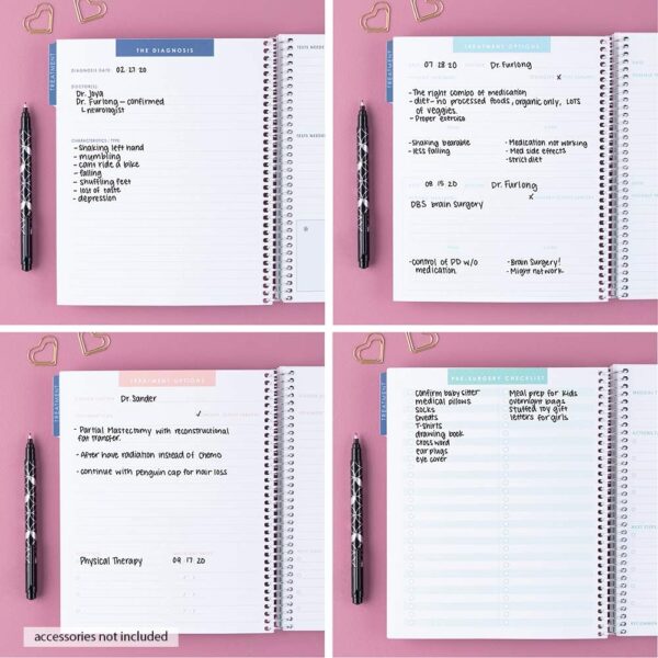 Erin Condren 7" x 9" Spiral Coiled Notebook - Medical Treatment Planner - Prompted Notebook - Features Tabbed Sections, Surgery Prep, Questions for Doctors, 160 Pages, 80 Sheets - Image 2