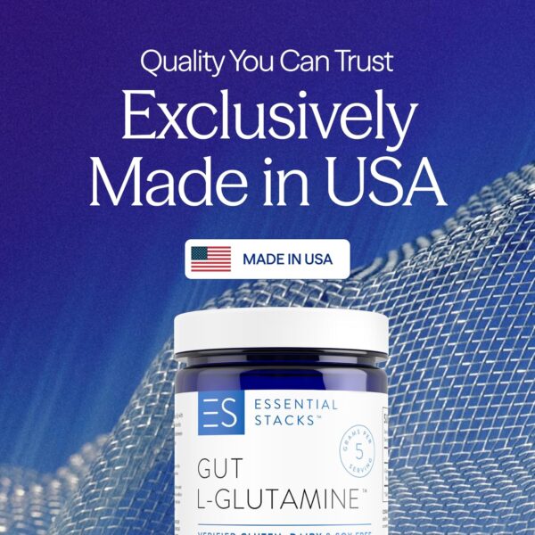 Essential Stacks Gut L-Glutamine Powder - Exclusively Made in USA - Pure L Glutamine Powder for Gut Health (60 Servings, Unflavored) - Image 2