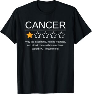 Funny Cancer Awareness One Star Rating Esophageal Ovarian T-Shirt