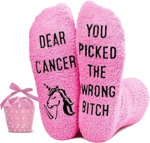 Funny Cancer Socks, Fighting Breast Cancer Care Gifts For Women, Chemo Patients Female, Survivor Gifts