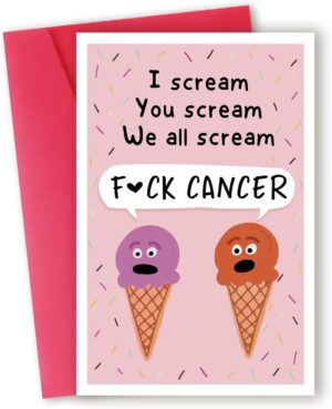Funny Encourage Cancer Card for Friend,Cute Breast Cancer Card,Fuck Cancer Card for Him Her,Humor Cancer Card for Women Men,Get Well Gifts,Sympathy Card