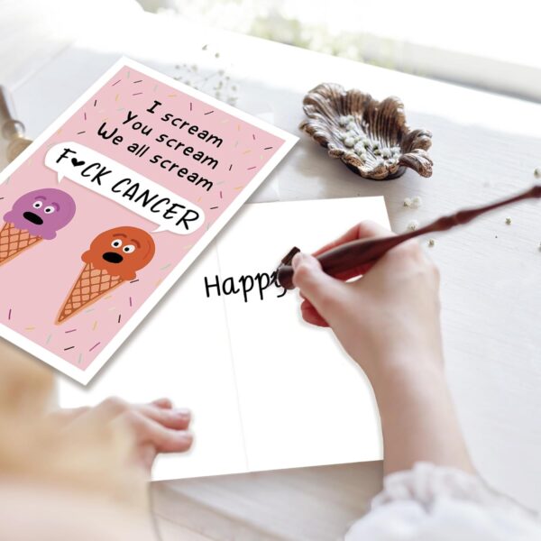 Funny Encourage Cancer Card for Friend,Cute Breast Cancer Card,Fuck Cancer Card for Him Her,Humor Cancer Card for Women Men,Get Well Gifts,Sympathy Card - Image 2