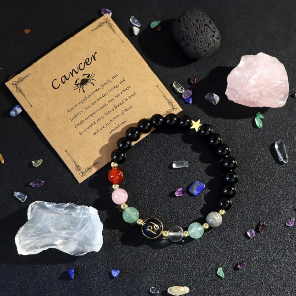 GolbalJew Zodiac Bracelets for Women 12 Constellations Healing Crystal Stone Beads Bracelet Birthday Zodiac Gifts Horoscope Spiritual Bracelet - Image 2