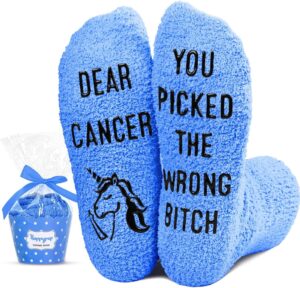 HAPPYPOP Breast Cancer Awareness Socks - Inspirational Chemo Socks, Survivor Gifts For Cancer Patients