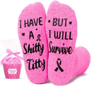 HAPPYPOP Breast Cancer Socks for Women - Chemo Survivor Comfort Gifts For Cancer Patients
