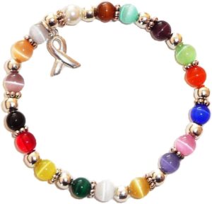 Hidden Hollow Beads Cancer Awareness Beaded Stretch Bracelet, Will Fit Most Wrists, Show support or Wear in Memory, Comes Packaged.