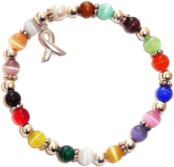 Hidden Hollow Beads Cancer Awareness Beaded Stretch Bracelet, Will Fit Most Wrists, Show support or Wear in Memory, Comes Packaged.