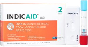 INDICAID Immunochemical Fecal Occult Blood Rapid Test (iFOB), FIT Colon Test, Accurate and Easy at Home, No Prep Required. FSA/HSA Eligible (2 Pack)