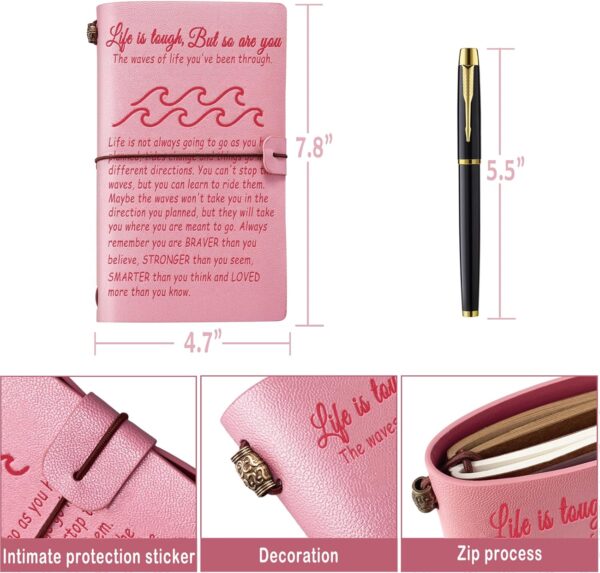 Inspirational Gifts for Women, Leather Journal Notebook Breast Cancer Self Care for Woman, Get Well Gift for Women after Surgery, Relaxation Stress Relief Anxiety Relief Gifts - Image 2