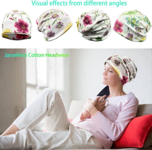 JarseHera Womens Slouchy Beanie Cotton Chemo Caps Cancer Headwear Hats Turban - Image 2