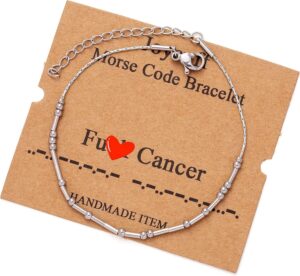 JoycuFF Inspirational Morse Code Bracelets for Women Silver Beads Jewelry Encouragement Mantra Gifts for Her
