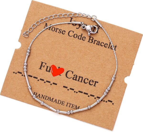 JoycuFF Inspirational Morse Code Bracelets for Women Silver Beads Jewelry Encouragement Mantra Gifts for Her