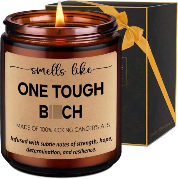 LEADO Scented Candles - Breast Cancer Survivor Gifts for Woman - Chemo Comfort Items, Cancer Care Gifts for Women - Funny Mastectomy, Cheer Up, Surgery Recovery Present for Chemo Patients, Mom