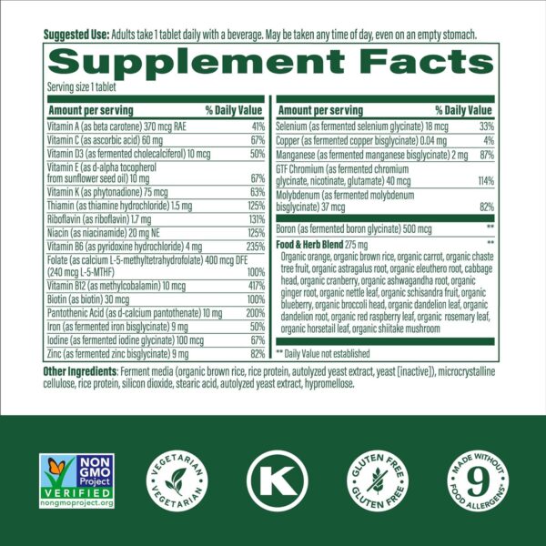 MegaFood Womens Multivitamin One Daily - Multivitamin for Women - Vitamin C, Vitamin D, Iron & B Vitamins - Bone, Energy Metabolism & Immune Support - Vegetarian, GlutenFree - 30 Tablets, 30 Servings - Image 2